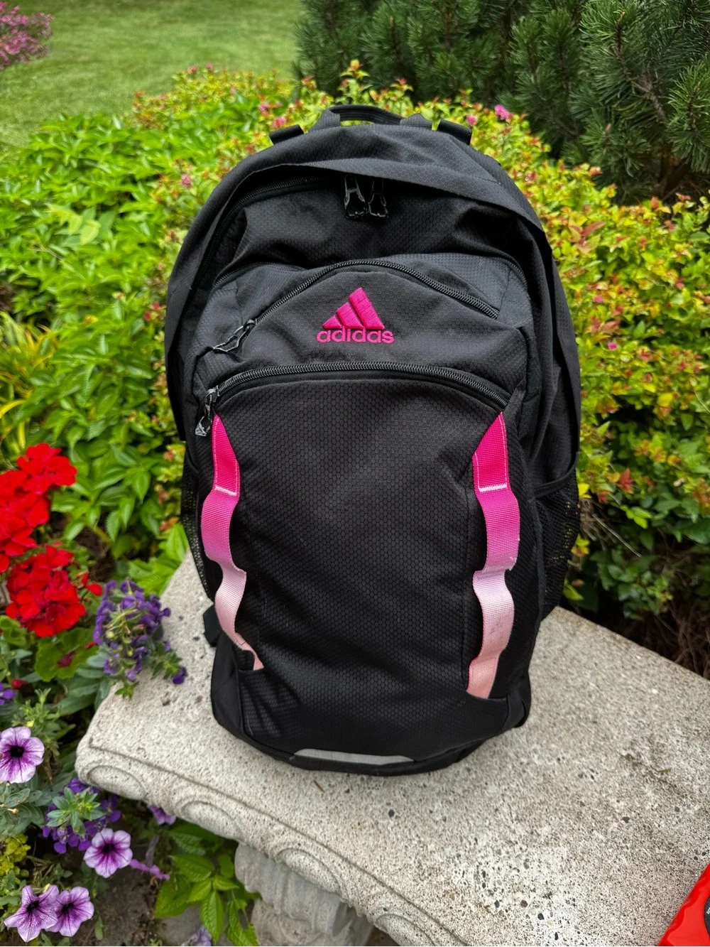 adidas Black Backpack with Pink Accents